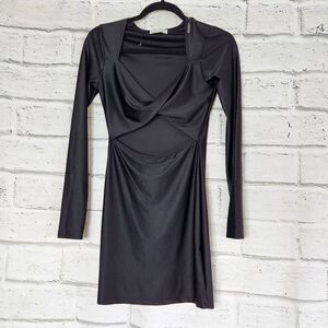 Attirance Long Sleeve Cut Out Mini Dress Twist Front Womens Medium LBD